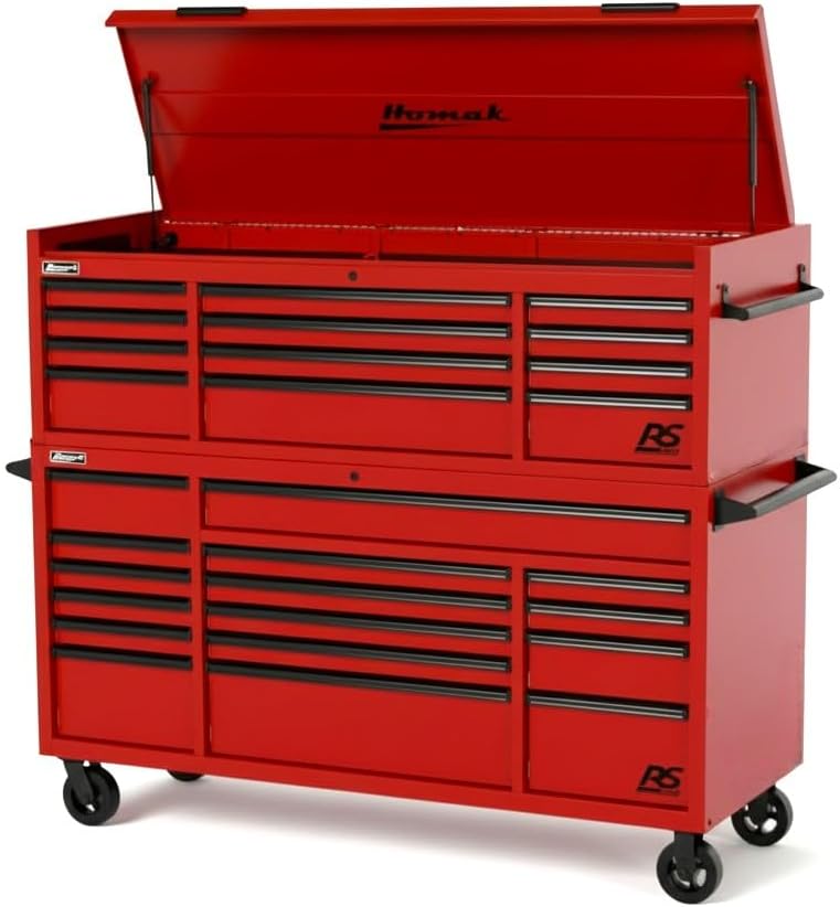 Homak 72" RS Pro Combo Rolling Hutch and top Chest (ToolChest, Grey)