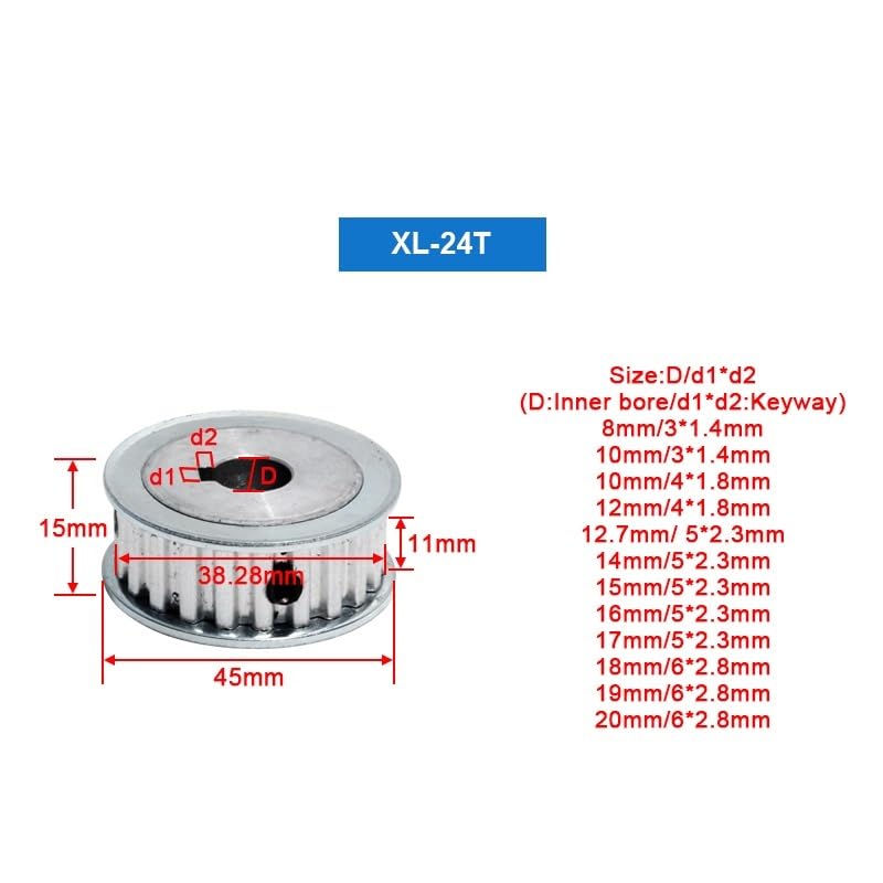 2 Pulegge Dentate XL-16T In Lega Alluminio - Foro 8/10mm, Per Cinghia XL - Foto 5