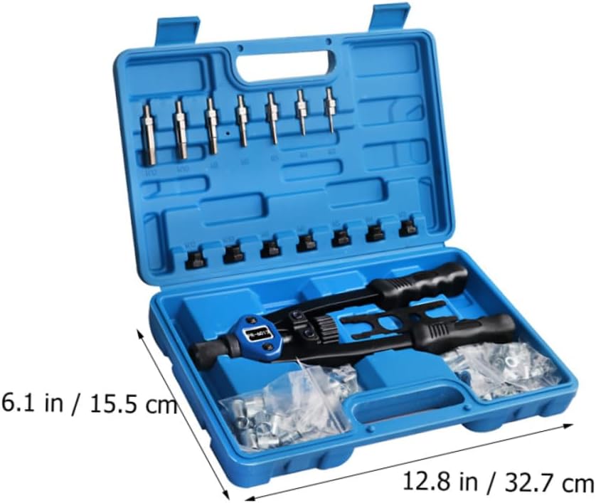 Abaodam 140pcs Manual Rivet Nut Tool Kit with Threaded Rivet Setter M3 to 12mm, Hand Install Nut Setter Kit for Automotive and Workshop Repair with Plastic Carry Case