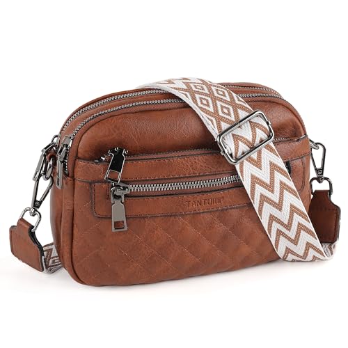 Image of TANTOMI Crossbody Bags for Women, 6-Pockets Cross Body Purse, Vegan Leather Handbags Shoulder Bag for Travel, Gifts for Women