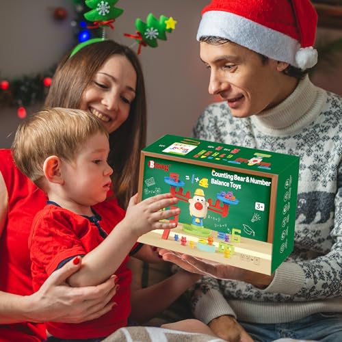 Image of Bmag Balance Counting Toys with Bears Counting Scale for Kids - 3 in 1 Stacking & Balancing Math Game, Montessori STEM Learning Educational Toy for Ages 3-5, Gift (30 Bears, 10 Numberblocks)