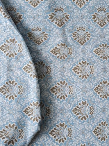 Image of Mafatlal 144 TC Pure Cotton bedsheet Double Bed, Floral Print Double Bed Sheet, 90x100 inches Double bedsheet Set, Cotton Bed Sheet Full Bed chadar|Powder Blue
