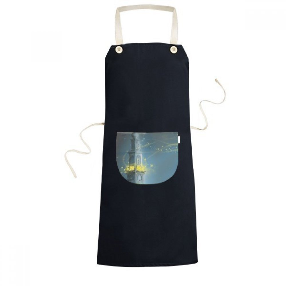 Tablier de cuisine ajustable noir Phare Silent Night avec poche bavoir homme femme 70x67 cm