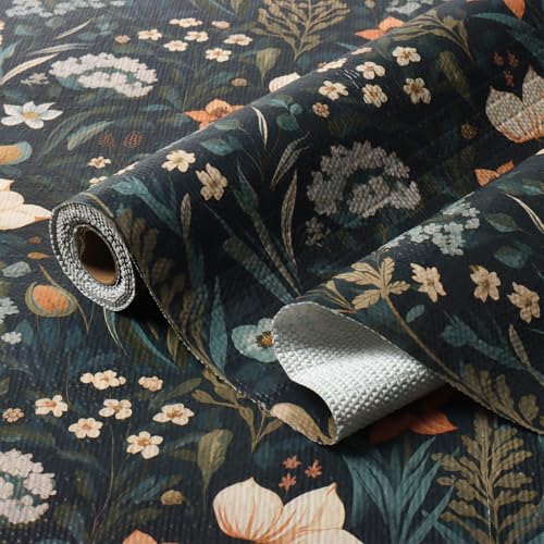 Amiitay Vintage Floral Drawer Liner, Non-Adhesive and Strong Non-Slip Floral