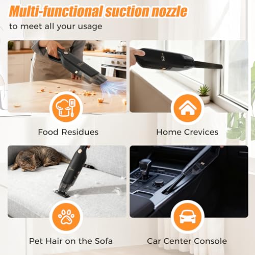 Image of Handheld Vacuum Cordless,Dust Busters Cordless with Storage Dock,15KPA High Power Portable Vacuum Vordless,USB Quick Charge,Mini Vacuum with Multi-Nozzles & Washable Filter,Black
