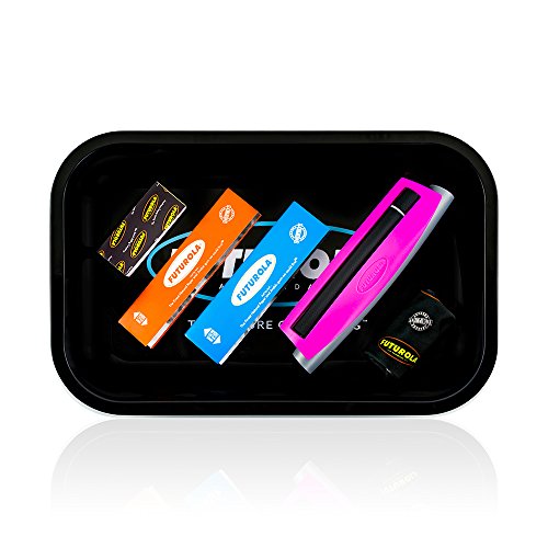 Futurola Medium Black Dutch Rolling Tray King Size Combo, Includes Rolling Tray, King Size Rolling Papers, King Size Slim Rolling Papers, Filter Tips, And Rolling Machine (Rose) #TOP11