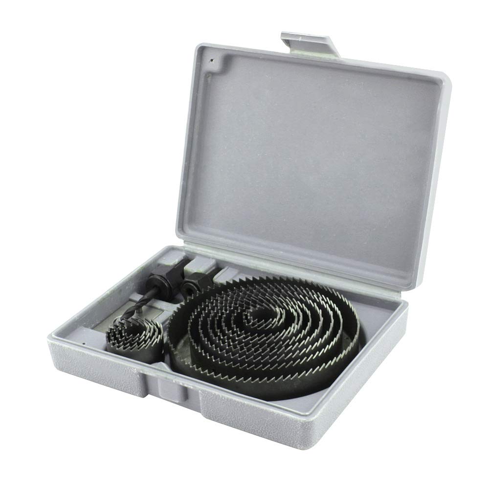 Scie cloche bois outil de coupe pour perceuse avec kit forets et coffret de quincaillerie