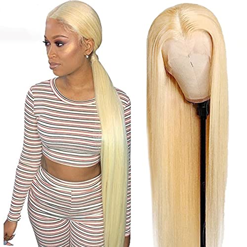 613 Blonde Lace Front Wig Human Hair 14inch Straight T Part Lace Frontal Wigs Pre Plucked with Baby Hair Brazilian Human Hair Wigs for Women (14inch, T-Part Wig)