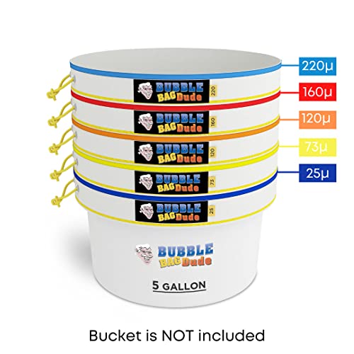 BUBBLEBAGDUDE Bubble Bags All Mesh 5-Gallonen-Set mit 5 Beuteln – Herbal Ice Bubble Bag Essence Extractor Kit – Pflanzen- und Kräuter-Extraktions-Bubble-Bags