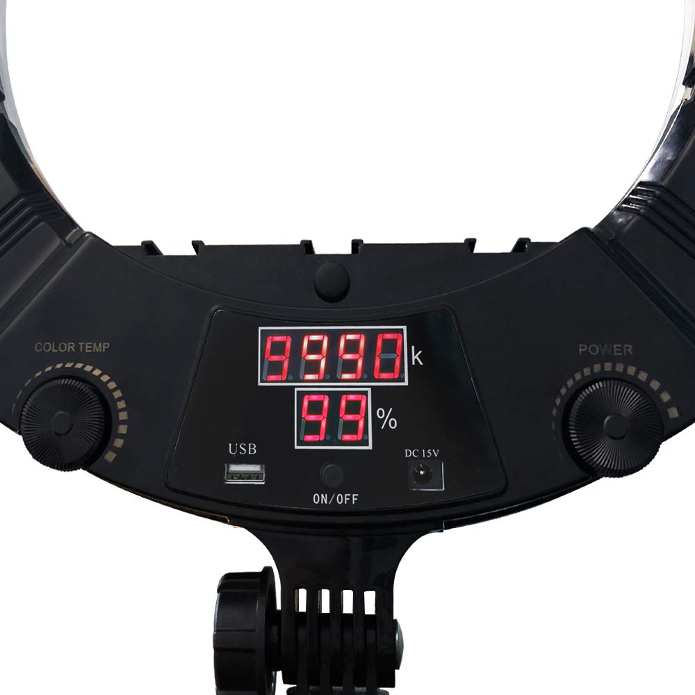18 pollici 96W display digitale dimmerabile regolabile 9990K LED anello lampada Kit,con 3 supporti coldshoe,illuminazione per fotocamera smartphone ritratto selfie Foto video studio