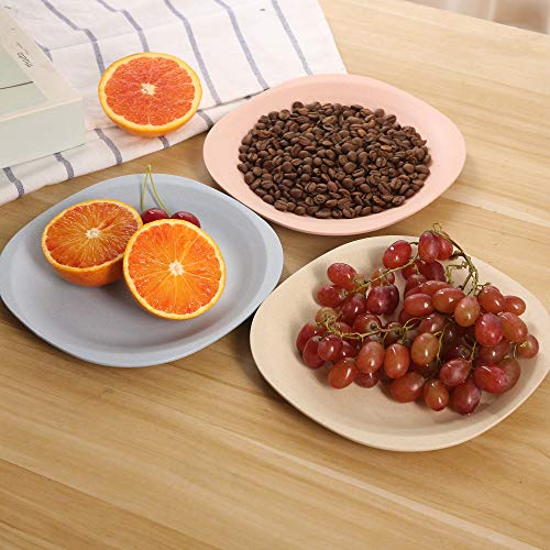 Shopwithgreen 7.3'' Bread Butter Wheat Straw Plates, Dishwasher Microwave Safe, Lightweight and Durable Tableware, for Party Children Toddler Plates Sets 4