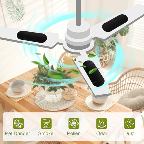 Image of Tuanse 20 Pack Ceiling Fan Filters for Blades, Activated Coconut Activated Zeolite Ceiling Fan Air Filter, Stick Air Filter Purifiers for Common Household Contaminants (Black)