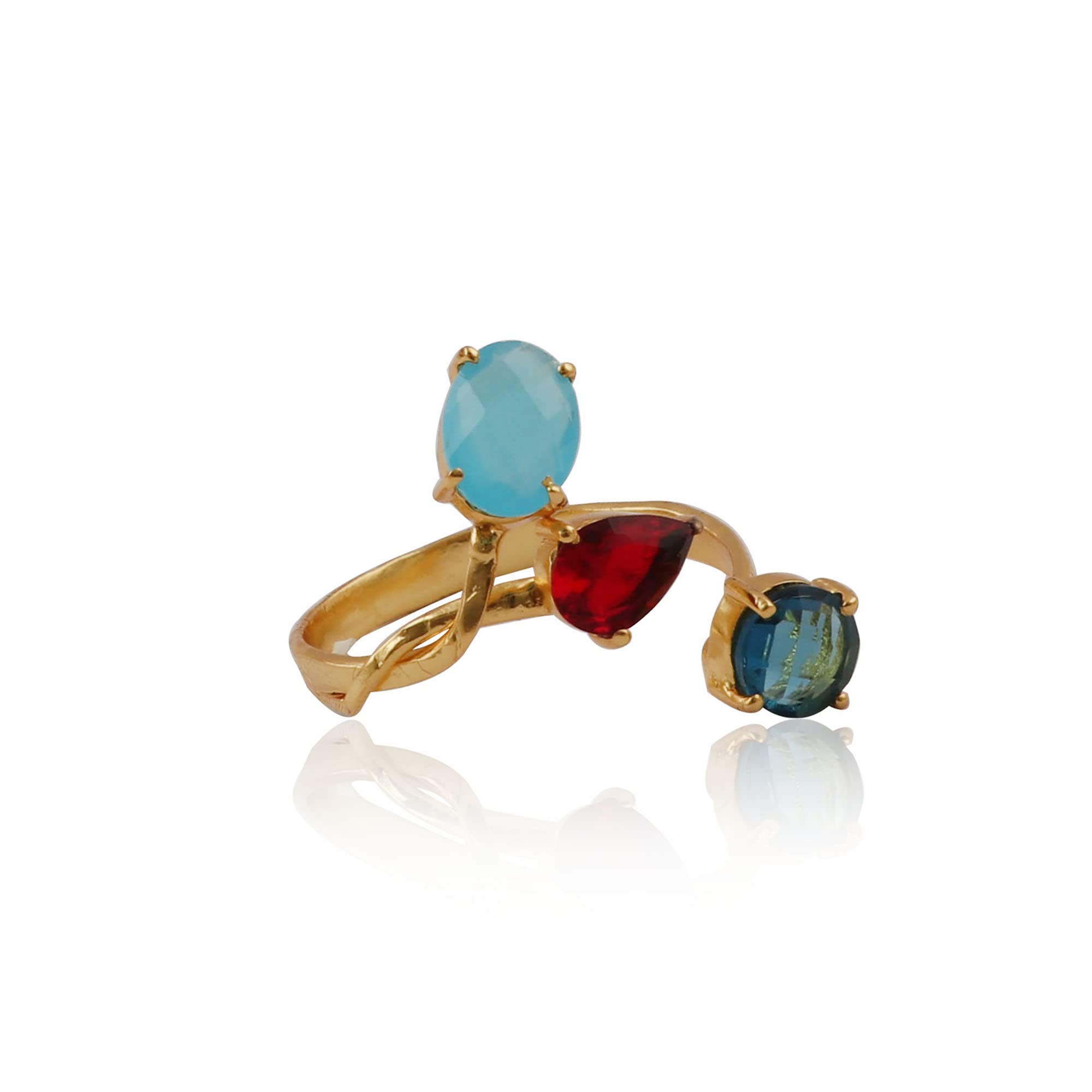 Handmade Brass Gold Plated Adjustable Ring | Red Garnet & Chalcedony & LBT Wholesale Gemstone Ring | Pear & Oval & Round Shape Prong Sett Jewelry | 1827)4F (B09W9XXG69) Amazon Price History, Amazon Price Tracker