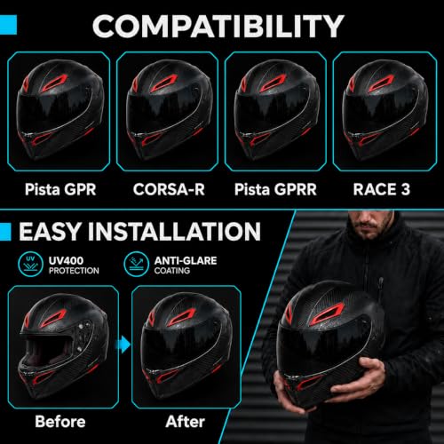 Image of PSLER Pista GP RR visor - Pista Helmet Visor Motorcycle Face Shield Replacement for Pista GPR CORSA-R Pista GPRR RACE 3,Black