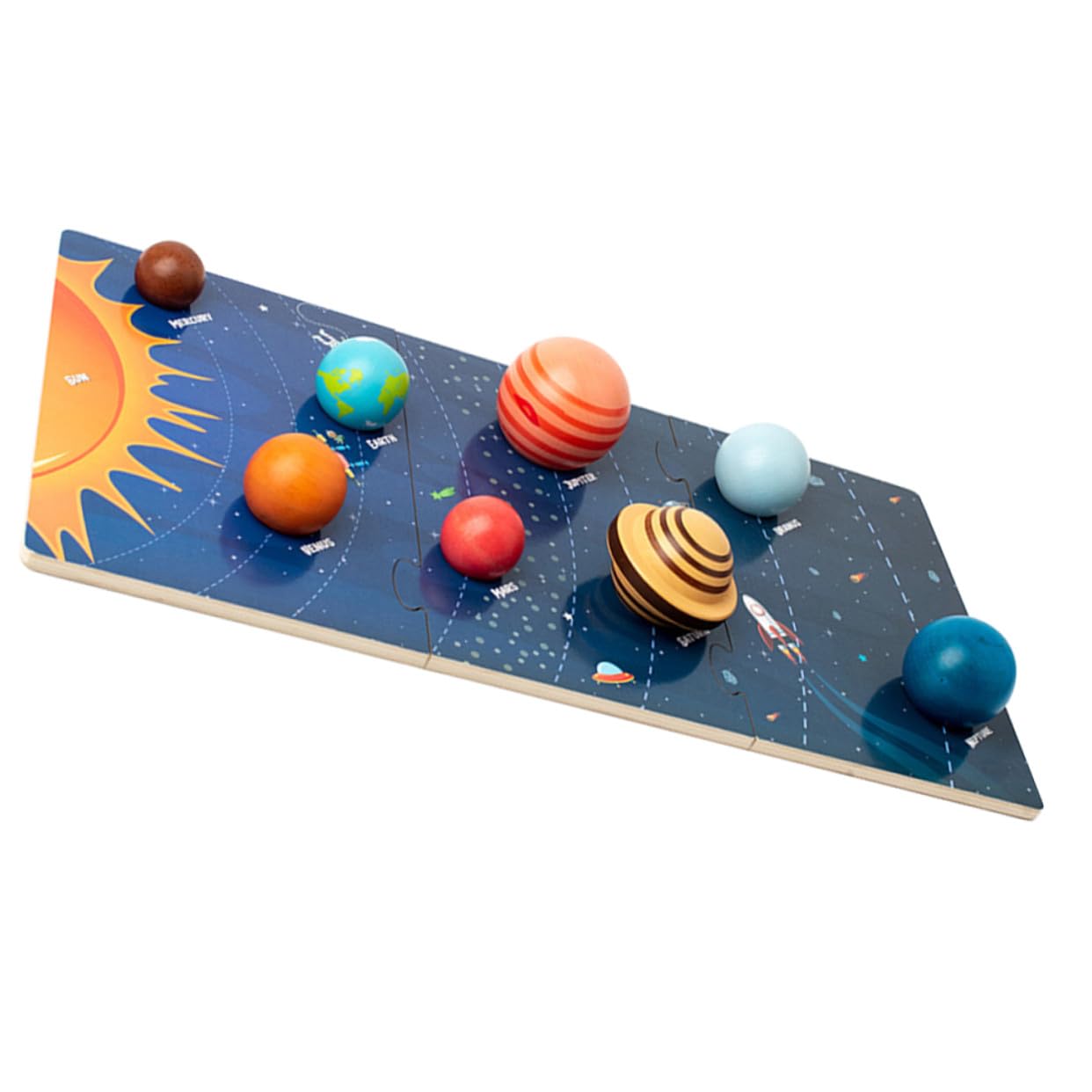 Juguete Educativo de Madera de Ocho Planetas para Niños, Rompecabezas