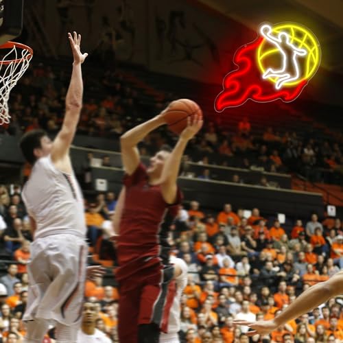 Image of Slam Dunk Neon Sign for Wall Decor Basketball Neon Light for Man Cave Dimmable Birthday Basketball Gifts for Tenn Boys Fans LED Dunk Sport Sign for Course Sport Bar Club Bedroom Art Size 15.5 * 12.9