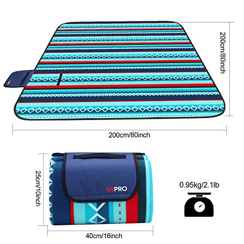 URPRO 80 X 80 Inch Extra Large Picnic Blanket Mat, Outdoor Blanket with Waterproof Backing for Camping, Park, Beach, Hiking, Family