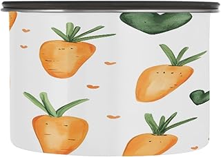 Qilmy Carrots Air-Less Vacuum Coffee Storage Container-Airtight Stainless Steel Food Canister with Lid for Beans, Ground Coffee, Tea, Dry Goods, 17oz Kitchen Organizer Jar