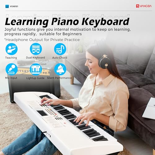 Image of Vangoa Electric Piano Keyboard 61 Light Up Key with Stand for Beginners