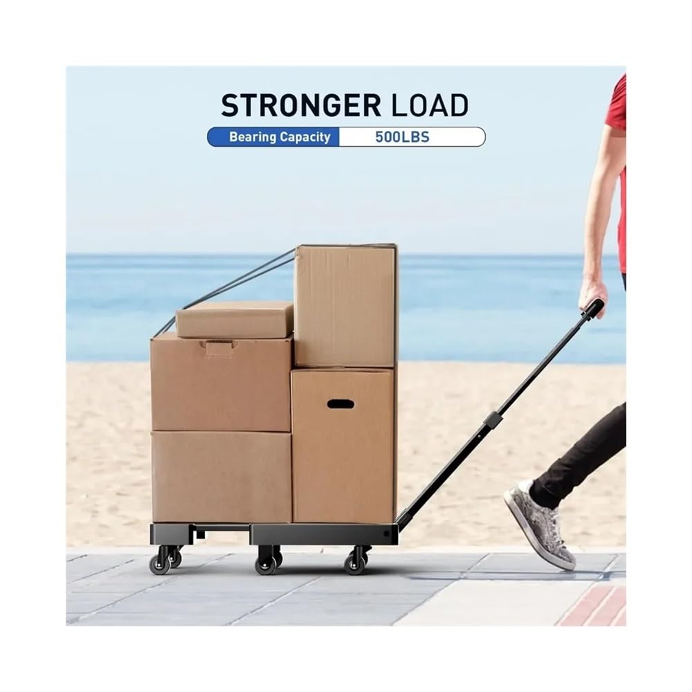 birene Carro portátil Carretilla Plegable y Carrito utilitario: 500 LB, Resistente for Viajes, mudanzas, Compras, Oficina, Duradera y portátil Mudanzas de Muebles(Orange)