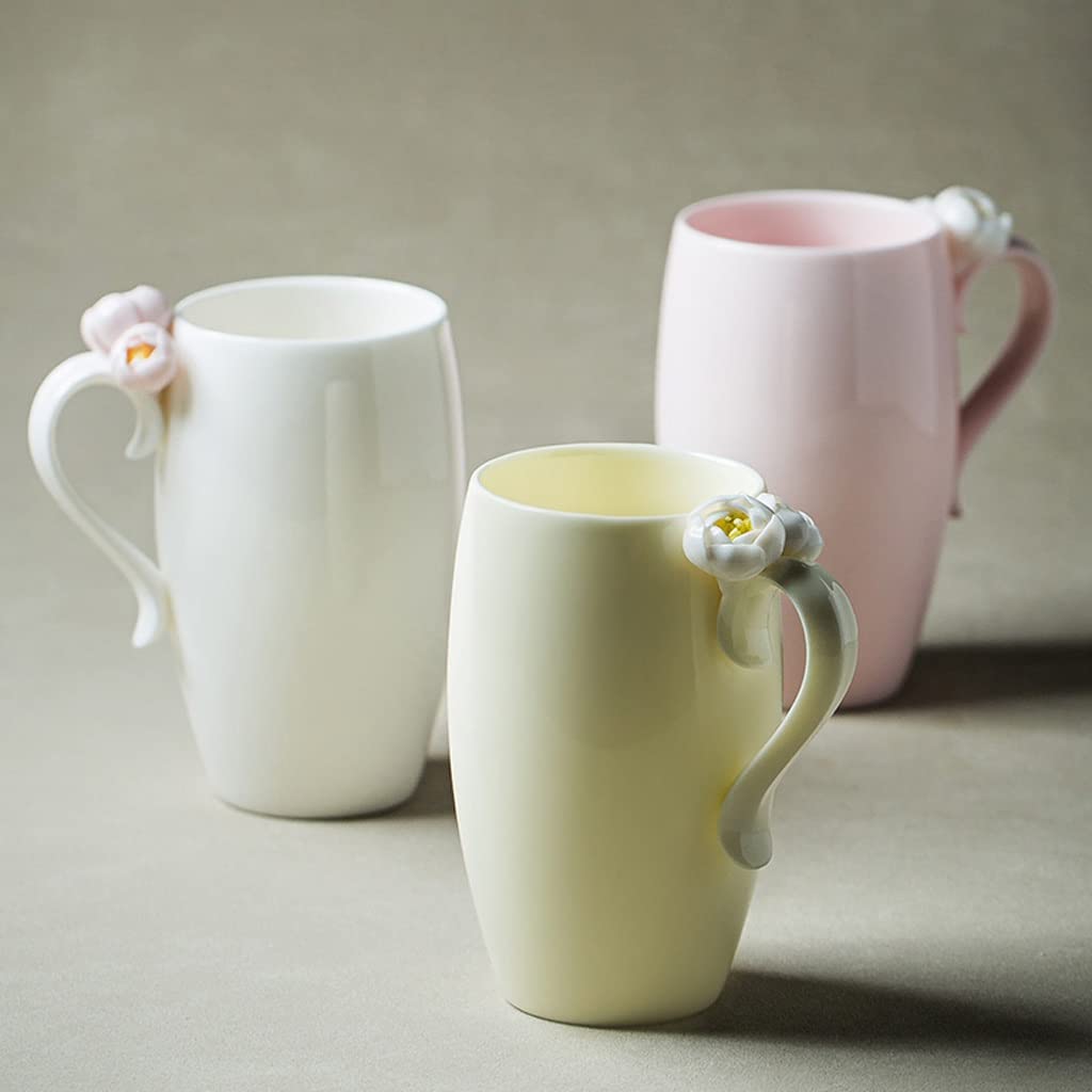 Becher Becher Mädchen Exquisite Kreative Keramik Tasse Büro Wassertasse Kreative Milch Kaffee Blume Teetasse Kaffeetasse (Farbe: Gold)