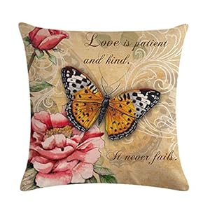 ULOVE LOVE YOURSELF Butterfly Pattern Throw Pillow Covers Vintage Style Home Decorative Cushion Cover Yellow&Pink Flowers Pillowcase 18”×18”,4Pack ULOVE LOVE YOURSELF Butterfly Pattern Throw Pillow Covers Vintage Style Home Decorative Cushion Cover YellowPink Flowers Pillowcase 18184Pack
