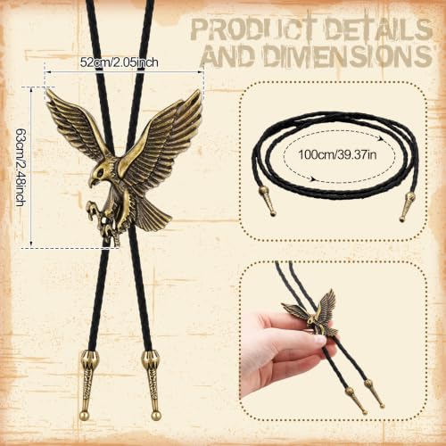 Image of 10 Pcs Bolo Tie for Men Women Western Cowboy Accessories Leather Necktie with Tiger Eye Stone Costume Accessories