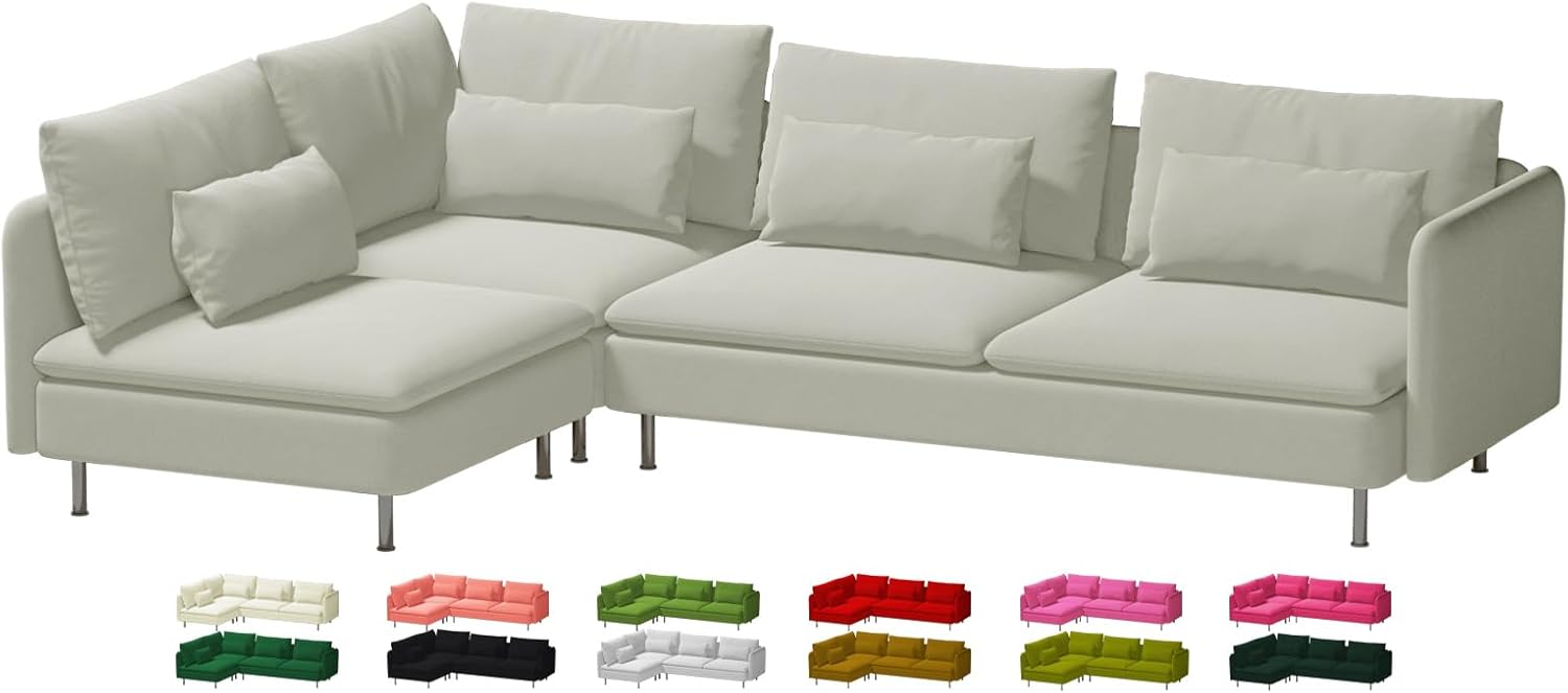 Custom Made Soderhamn Sectional Couch Velvet Replacement Covers Fits IKEA Soderhamn 5 Seat Sectional Sofa,Soderhamn Sofa Cover,Only Cover. (Light Grey)