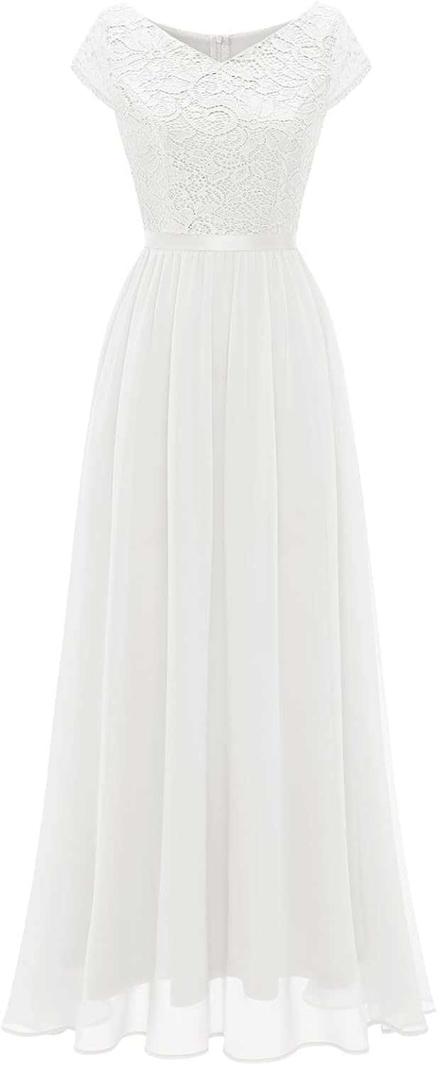 DRESSTELLS Formal Dress for Women 2026, Long Wedding Guest Bridesmaid Church Evening Cocktail Party Prom Lace Dresses - Image 6