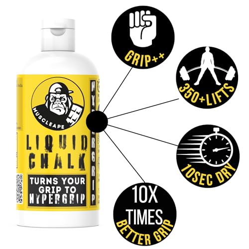 Image of Muscleape Liquid Chalk for Titanium Strenght Dry Grip.Sweat Free Hands for Weightlifting, Gym, Rock Climbing, Calisthenics, Gymnastics, Crossfit, Bodybuilding Sufficient for 150+ Lifts. 210 Ml.