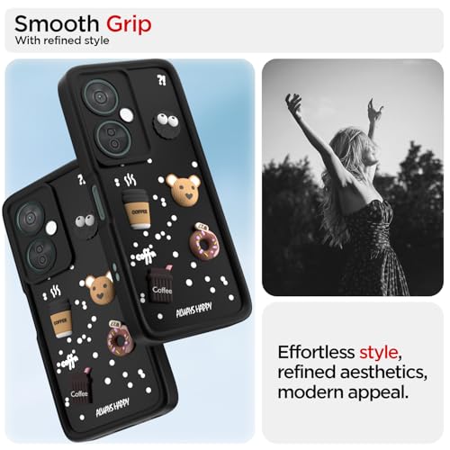 Image of Pikkme Back Cover for OnePlus Nord CE 3 Lite 5G / OnePlus Nord N30 5G | Cute Fun Cartoon 3D Bear Silicone Full Body Protection Bumper Cover (Black)