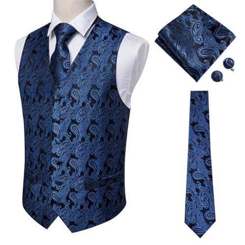 Men's Slim Fit Waistcoat and Tie Set Formal Vest with Cufflinks for Tuxedo or Wedding Occasion2