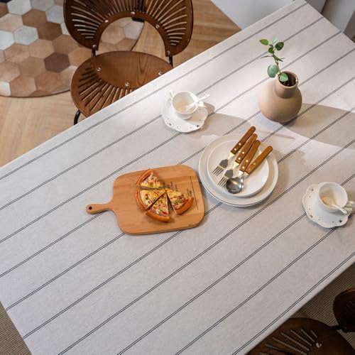 Nappe a rayures noires rectangulaire lavable anti-poussiere - 4