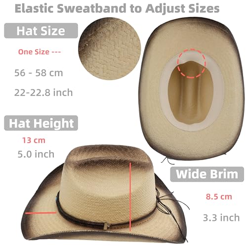 Image of Cowboy Hat for Women, Western Cowgirl Hat, Classic Straw Cattleman Cowboy Hat