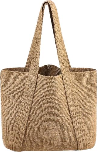 Bolso tote grande de tejido de paja para mujer miniatura 1
