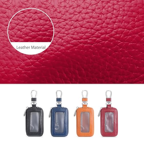 Etuis Porte-Clés de Voiture Housse de Protection clé de Voiture Double couche Porte-clés de Voiture Sac Étui à Pièces en Cuir Pochette Zippée avec Fenêtre Transparent Porte Monnaie (Bourgogne) – vue 3