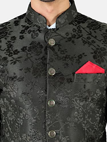 Image of WINTAGE Men's Emroidered Velvet Green Bandhgala