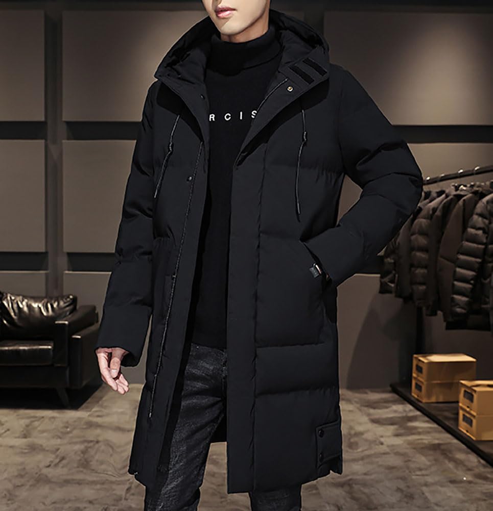 Parka Homme Doudoune Longue Chaude Polaire Manteaux Manches Longues Veste à Capuche Épais Automne Hiver