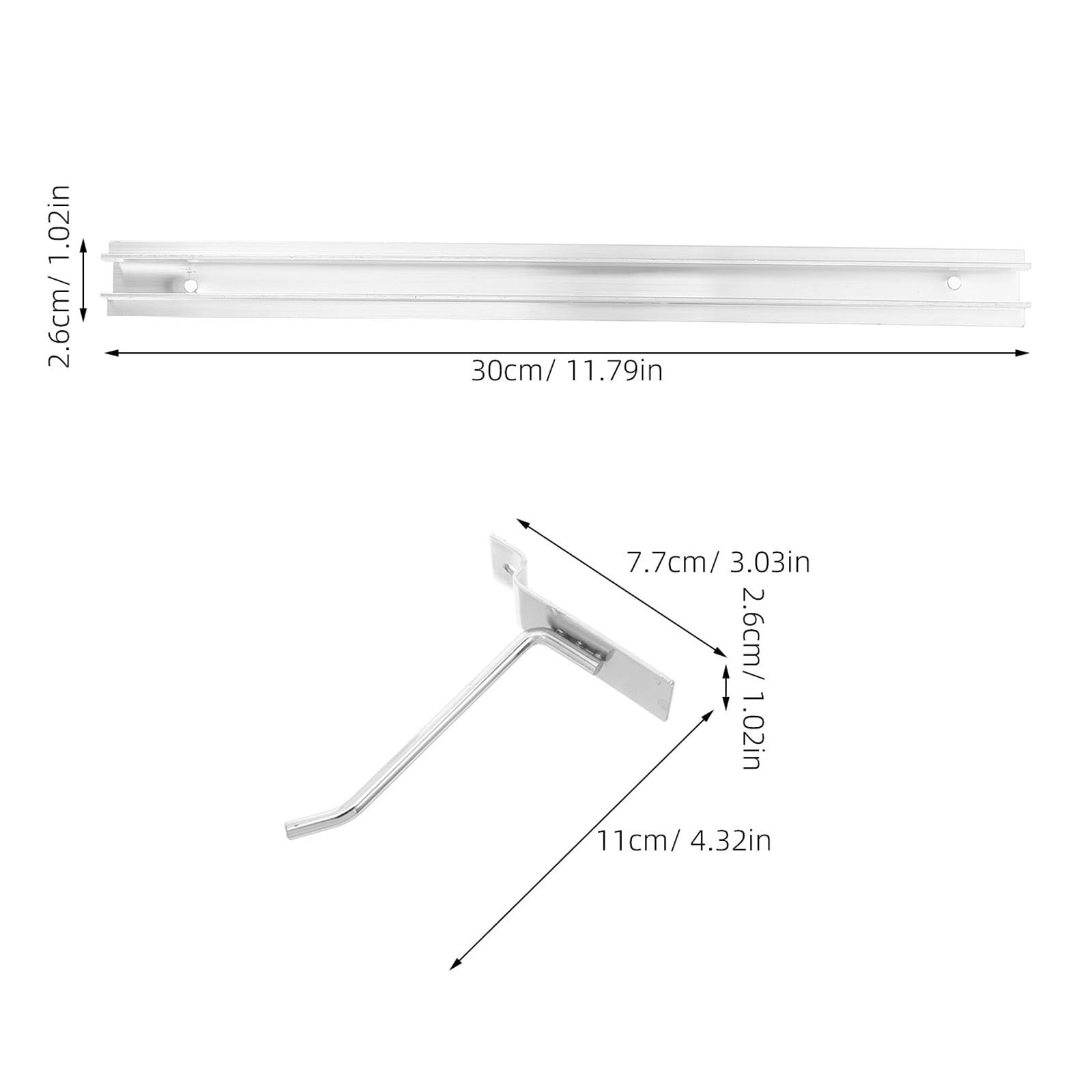 Ganci per Pannello per Organizzare Strumenti e Accessori Set 2 Pezzi Forato in Ferro Argento Robusti ad Alta Visibilità in Casa o Garage
