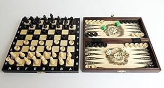 Great 3 Games in 1: Wooden Chess Set, Backgammon and Checkers / Draughts Set, Handcrafted Classic Game (SMALL 26 x 26cm)
