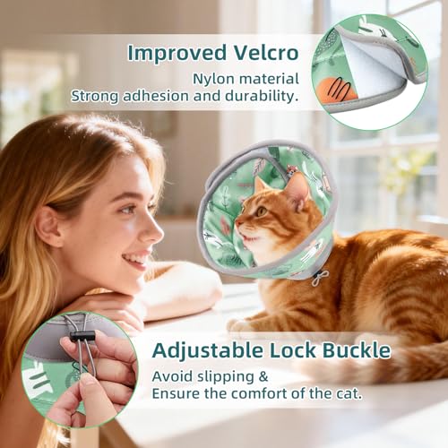 Soodyoow Halskrause Katze, Einstellbarer Halskrause Katze Halsband, Anti Biss Safety Schützender Kragen, Halsband Weich Kragen für Katzen, Welpenund Kleine Hunde (Grün, M)