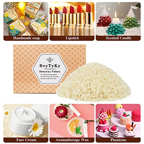 Beytyky BE78 10Lb Organic White Beeswax Pellets - Beeswax For Candle Making Triple Filtered Candle Wax For Diy Cream, Lip Balms, Lotions, And Soap Making Supplies, Cosmetic Grade Easy Melt Pure And Natural Beeswax thumb #1