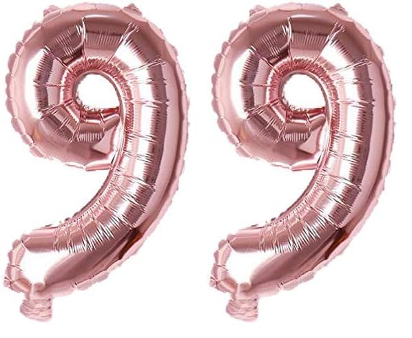 Image of Rozi Decoration Foil 16? Inch Rose Gold 9 Number Balloon For Birthday Decorations | 9Th Anniversary Decoration Items | 9 Balloon Number For Birthday Parties Pack Of 2 Pcs