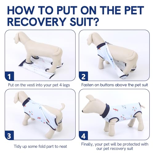 Image of SAWMONG Recovery Suit for Dogs Female Male, Breathable Dog Onesie Body Suit After Surgery Spay Neuter, Professional Pet Surgical Suit, Substitute Pet E-Collar Cone (Blue, XS)