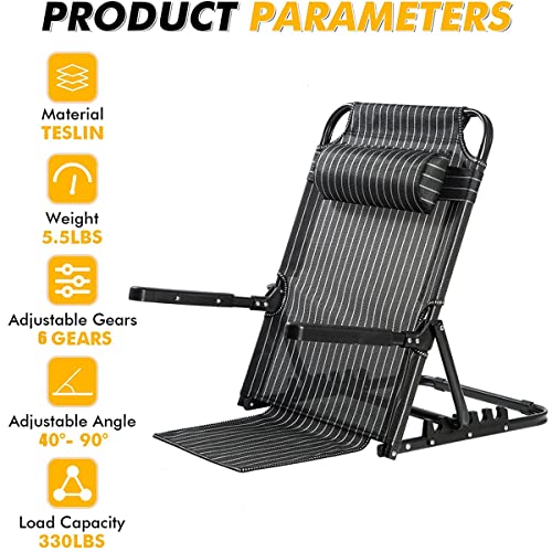 Gepas 28In Bed Backrest, 7 Gear Adjustable Support Reading Bed Foldable Breathable Fabric Thickened Steel Pipe With Head Pillow For Back Lumbar Neck Head Support #TOP4
