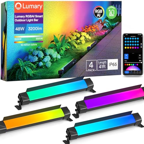 Lumary Smart RGBAI Outdoor Wall Washer Lights IP65 Waterproof 4 Pack