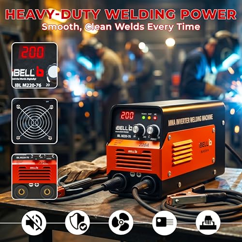Image of IBELL Tools M220-76 Inverter ARC Welding Machine 220A | Built-in Hot Start, Anti-Stick & Adjustable Arc Force | Heavy Duty IGBT Welder | 220V ±15% | Supports 1-5mm Electrodes- 2 Year Warranty