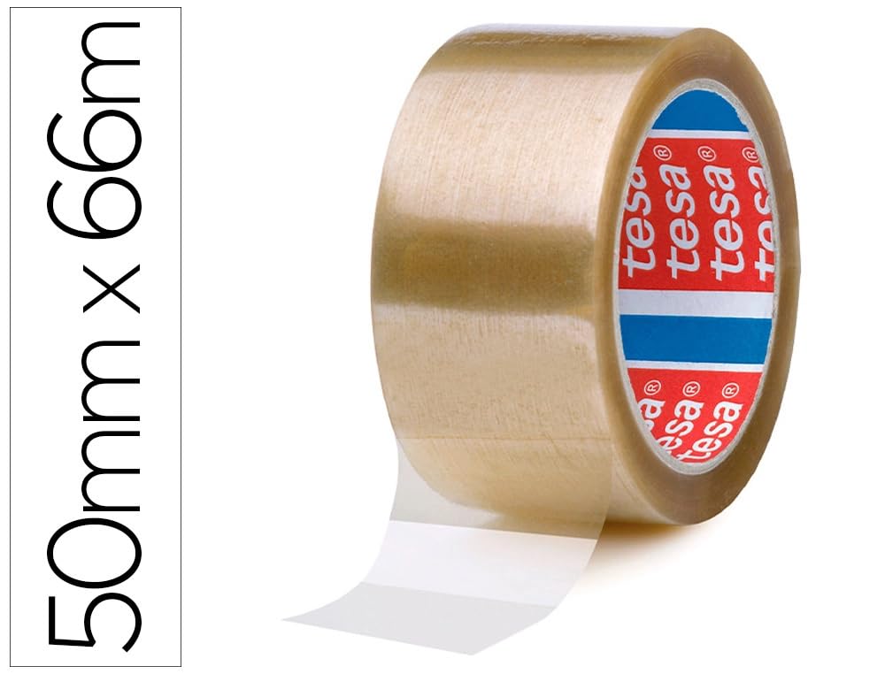 TESA - Cinta Adhesiva PP Transparente - Precinto - Paquete 18 rollos (66 m x 50 mm)
