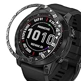 BAIHUIAM Bezel Ring Compatiable with Garmin Fenix 7X, Stainless Steel Bezel Ring Adhesive Cover Anti Scratch & Collision Protector for Garmin Fenix 7X Sapphire Solar (Black - Not for 7/7S)