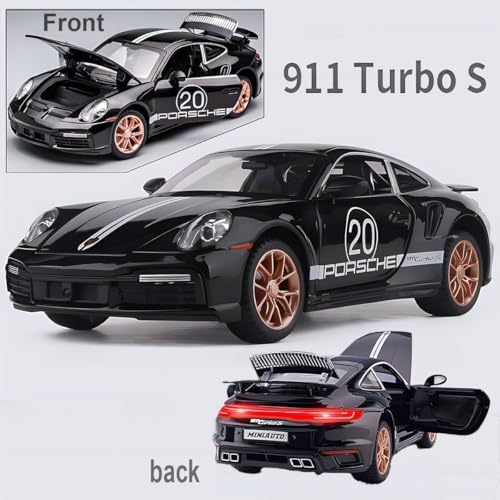 Image of Exclusive Alloy Metal Pull Back Die-Cast Car Diecast Metal Pullback Toy Car with Openable 6 Doors,Light Music Boys Gifts Toys (1:32 Porsche Carrera 911- Black Color)